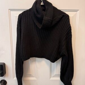 Streetwear Society Black Cowl Neck Cropped Sweater